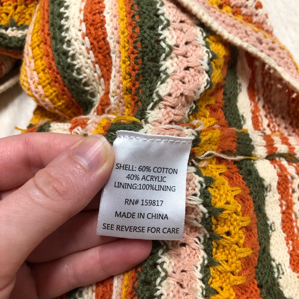 NWT Altar’d State Crochet Stripe Dress Cottagecore Festival Bohemian Sleeveless - Picture 3 of 8